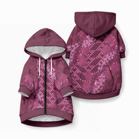 Pink Aloha Hawaii Pet Hoodie Hawaiian Kakau Ohia Lehua Lei