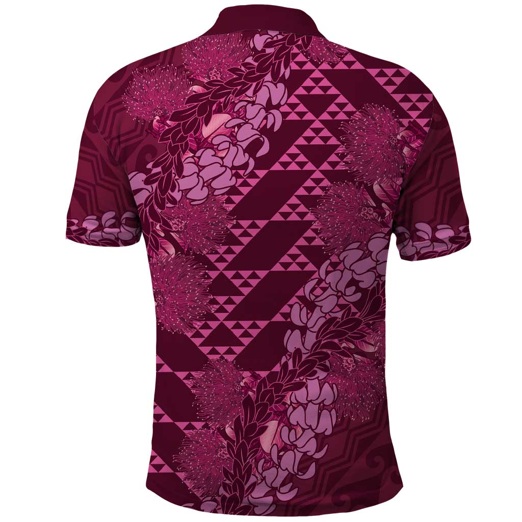 Pink Aloha Hawaii Polo Shirt Hawaiian Kakau Ohia Lehua Lei LT14 - Polynesian Pride