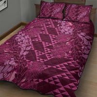 Pink Aloha Hawaii Quilt Bed Set Hawaiian Kakau Ohia Lehua Lei - Polynesian Pride