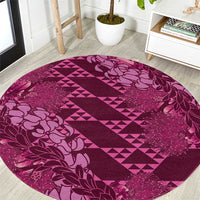 Pink Aloha Hawaii Round Carpet Hawaiian Kakau Ohia Lehua Lei - Polynesian Pride