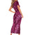 Pink Aloha Hawaii Short Sleeve Bodycon Dress Hawaiian Kakau Ohia Lehua Lei - Polynesian Pride