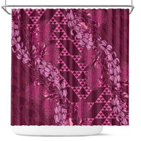 Pink Aloha Hawaii Shower Curtain Hawaiian Kakau Ohia Lehua Lei - Polynesian Pride