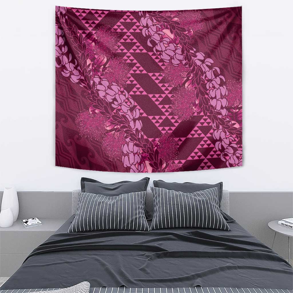 Pink Aloha Hawaii Tapestry Hawaiian Kakau Ohia Lehua Lei - Polynesian Pride