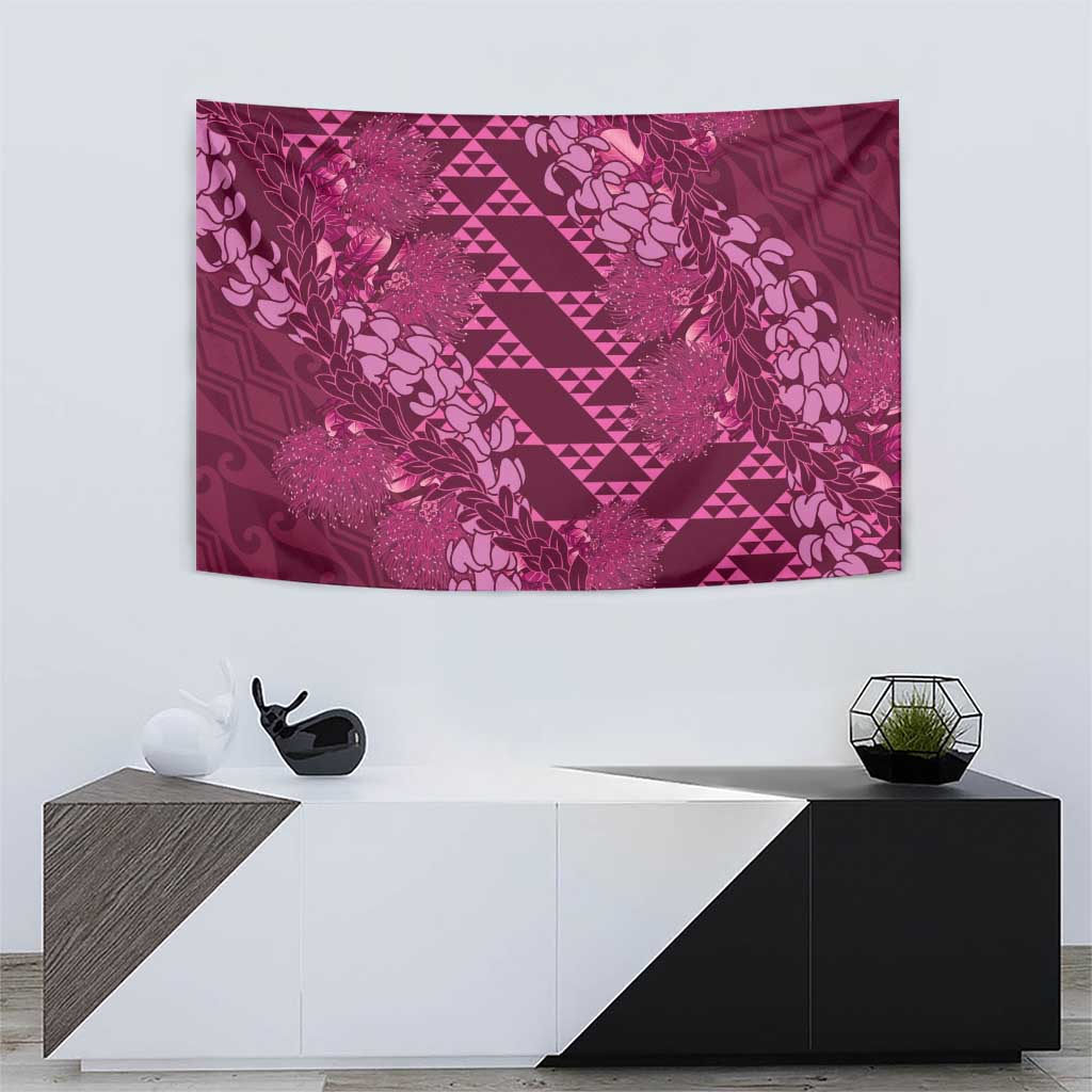 Pink Aloha Hawaii Tapestry Hawaiian Kakau Ohia Lehua Lei - Polynesian Pride