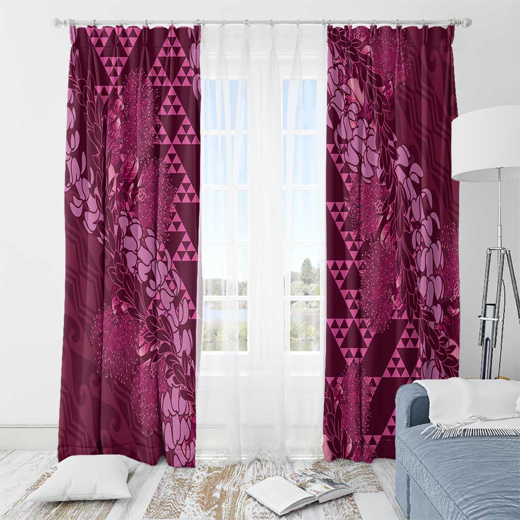 Pink Aloha Hawaii Window Curtain Hawaiian Kakau Ohia Lehua Lei - Polynesian Pride