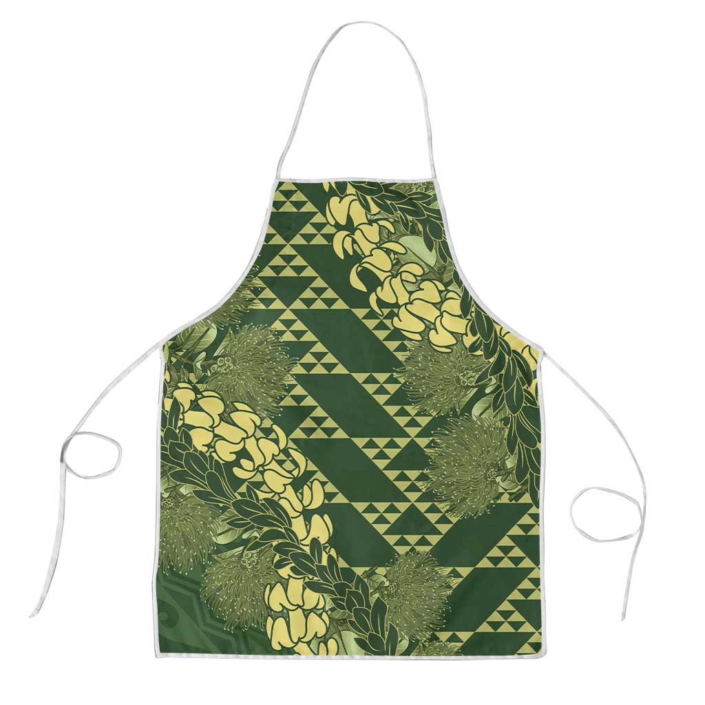 Green Aloha Hawaii Apron Hawaiian Kakau Ohia Lehua Lei - Polynesian Pride
