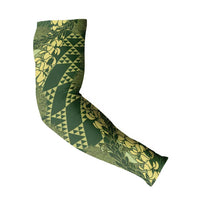 Green Aloha Hawaii Arm Sleeves Hawaiian Kakau Ohia Lehua Lei - Polynesian Pride