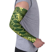 Green Aloha Hawaii Arm Sleeves Hawaiian Kakau Ohia Lehua Lei - Polynesian Pride