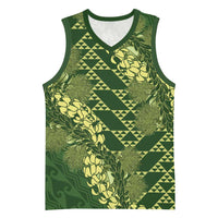 Green Aloha Hawaii Basketball Jersey Hawaiian Kakau Ohia Lehua Lei - Polynesian Pride