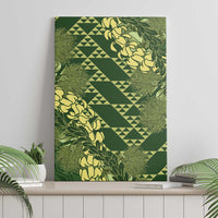 Green Aloha Hawaii Canvas Wall Art Hawaiian Kakau Ohia Lehua Lei - Polynesian Pride