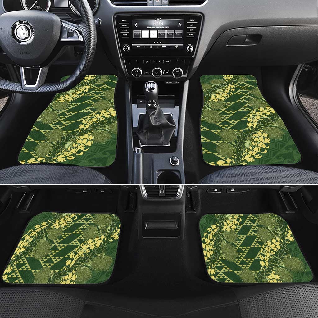 Green Aloha Hawaii Car Mats Hawaiian Kakau Ohia Lehua Lei - Polynesian Pride