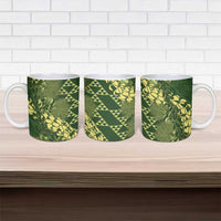 Green Aloha Hawaii Ceramic Mug Hawaiian Kakau Ohia Lehua Lei - Polynesian Pride