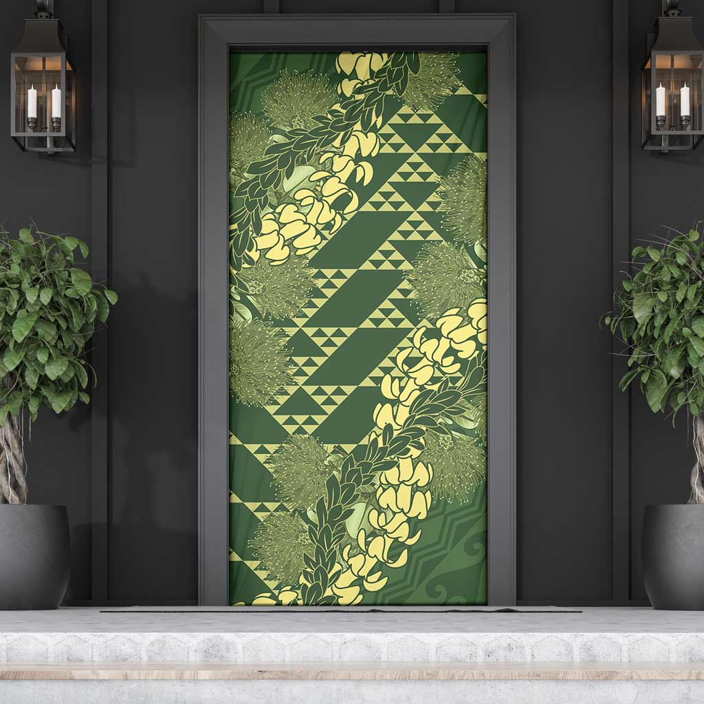 Green Aloha Hawaii Door Cover Hawaiian Kakau Ohia Lehua Lei - Polynesian Pride