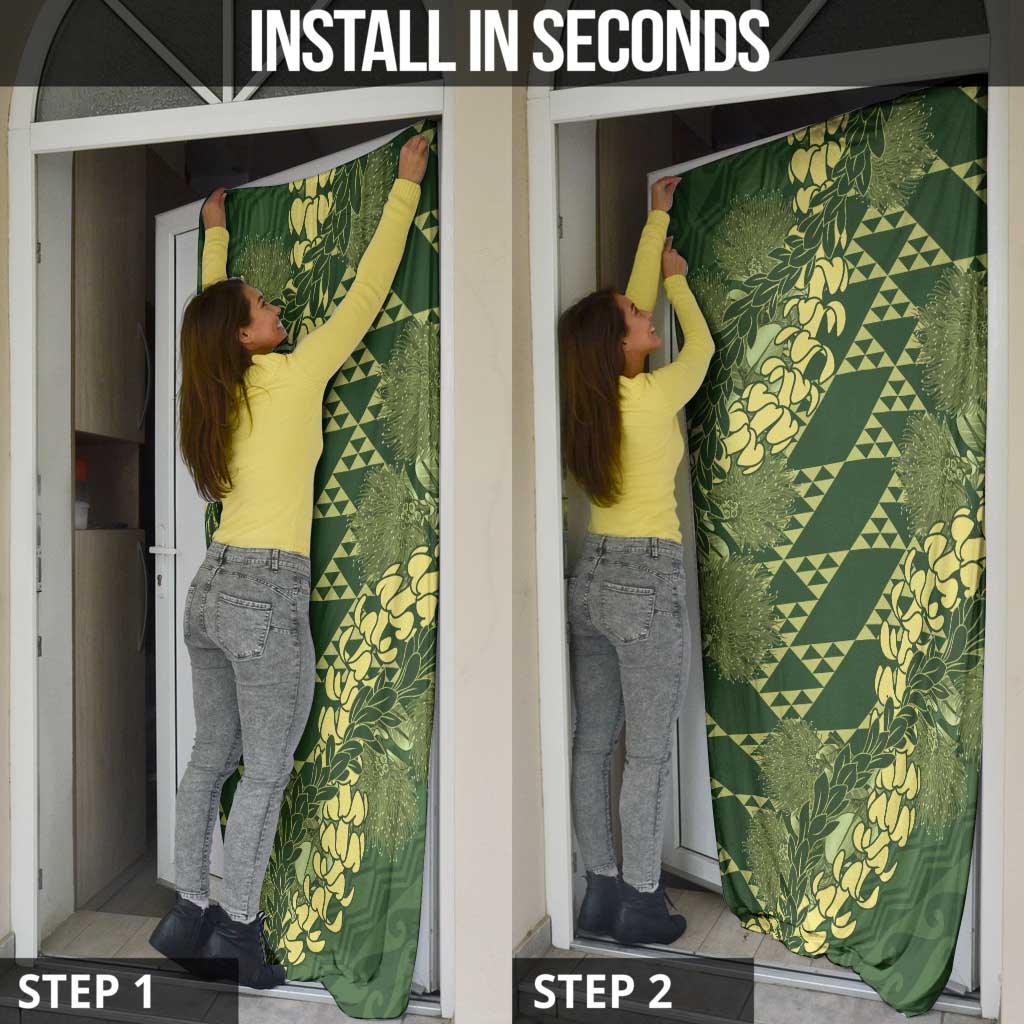 Green Aloha Hawaii Door Cover Hawaiian Kakau Ohia Lehua Lei - Polynesian Pride