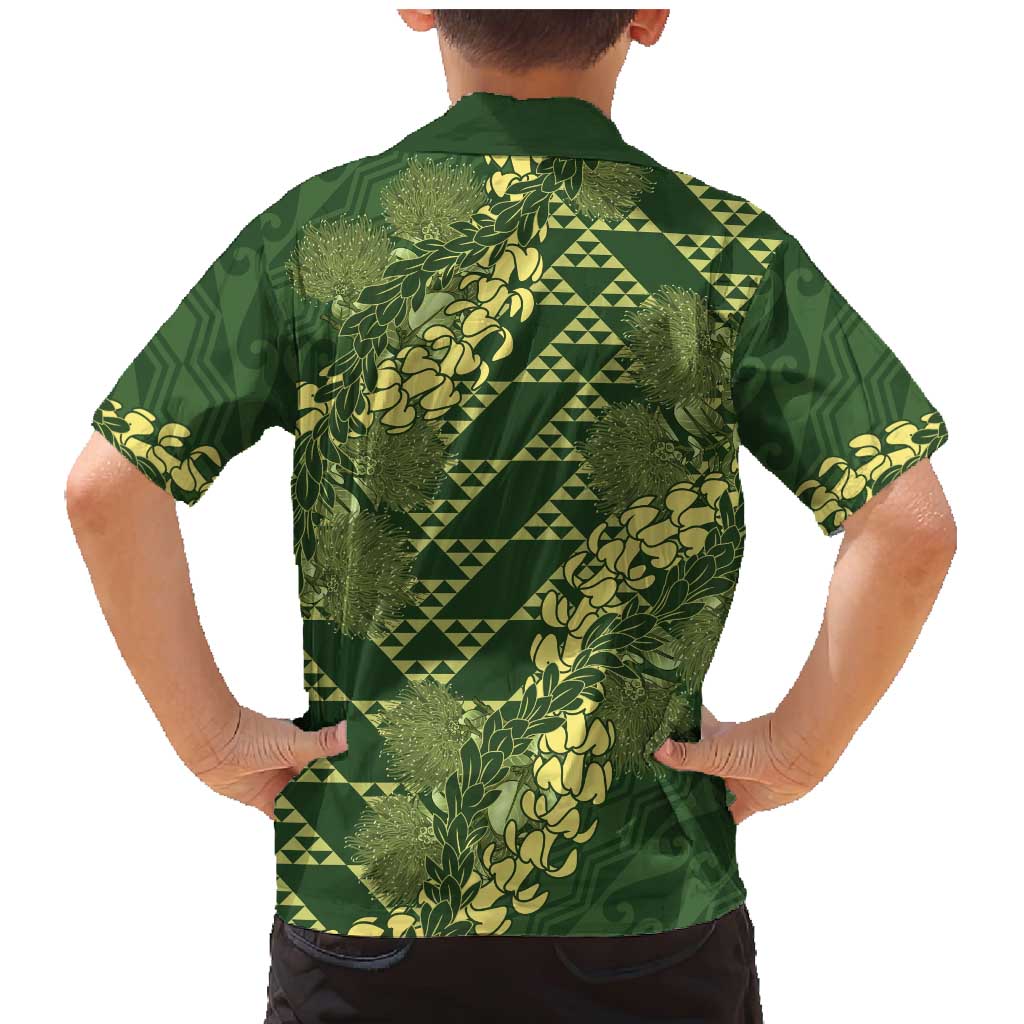 Green Aloha Hawaii Family Matching Mermaid Dress and Hawaiian Shirt Hawaiian Kakau Ohia Lehua Lei LT14 - Polynesian Pride