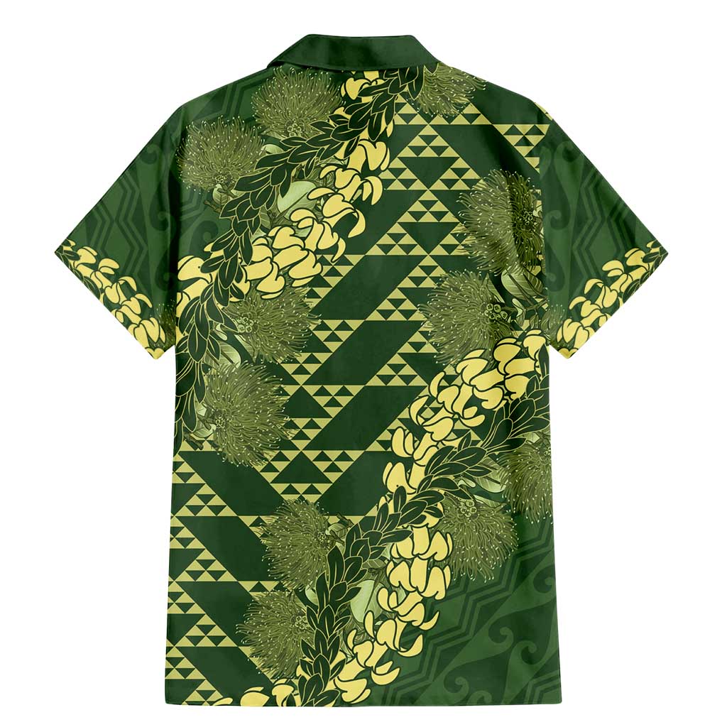 Green Aloha Hawaii Family Matching Mermaid Dress and Hawaiian Shirt Hawaiian Kakau Ohia Lehua Lei LT14 - Polynesian Pride