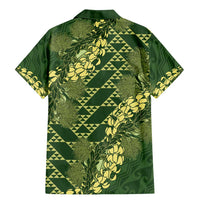 Green Aloha Hawaii Family Matching Mermaid Dress and Hawaiian Shirt Hawaiian Kakau Ohia Lehua Lei LT14 - Polynesian Pride