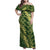 Green Aloha Hawaii Family Matching Off Shoulder Maxi Dress and Hawaiian Shirt Hawaiian Kakau Ohia Lehua Lei - Polynesian Pride