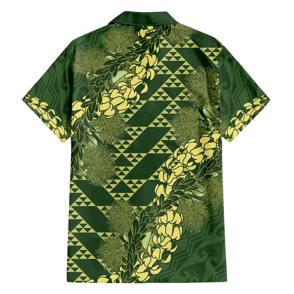 Green Aloha Hawaii Family Matching Puletasi and Hawaiian Shirt Hawaiian Kakau Ohia Lehua Lei - Polynesian Pride