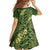 Green Aloha Hawaii Family Matching Short Sleeve Bodycon Dress and Hawaiian Shirt Hawaiian Kakau Ohia Lehua Lei - Polynesian Pride