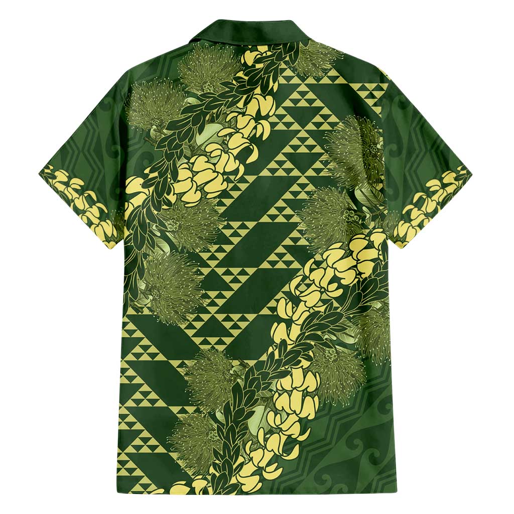 Green Aloha Hawaii Family Matching Short Sleeve Bodycon Dress and Hawaiian Shirt Hawaiian Kakau Ohia Lehua Lei LT14 - Polynesian Pride