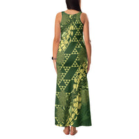 Green Aloha Hawaii Family Matching Tank Maxi Dress and Hawaiian Shirt Hawaiian Kakau Ohia Lehua Lei - Polynesian Pride