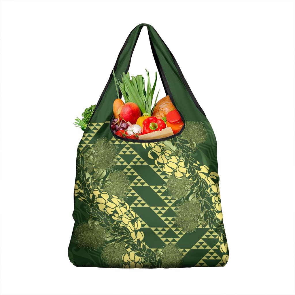 Green Aloha Hawaii Grocery Bag Hawaiian Kakau Ohia Lehua Lei - Polynesian Pride