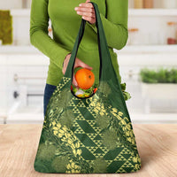 Green Aloha Hawaii Grocery Bag Hawaiian Kakau Ohia Lehua Lei - Polynesian Pride