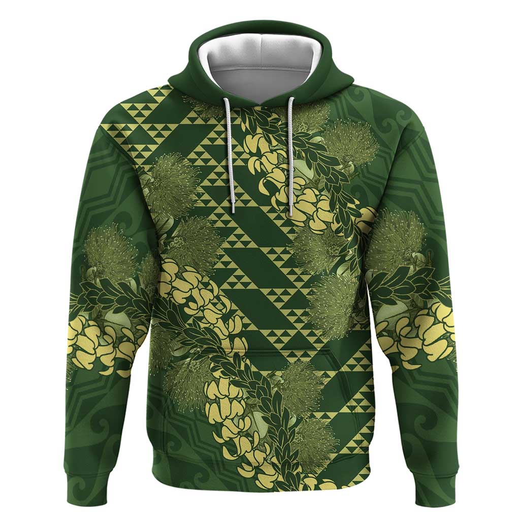 Green Aloha Hawaii Hoodie Hawaiian Kakau Ohia Lehua Lei - Polynesian Pride