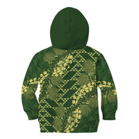 Green Aloha Hawaii Kid Hoodie Hawaiian Kakau Ohia Lehua Lei - Polynesian Pride