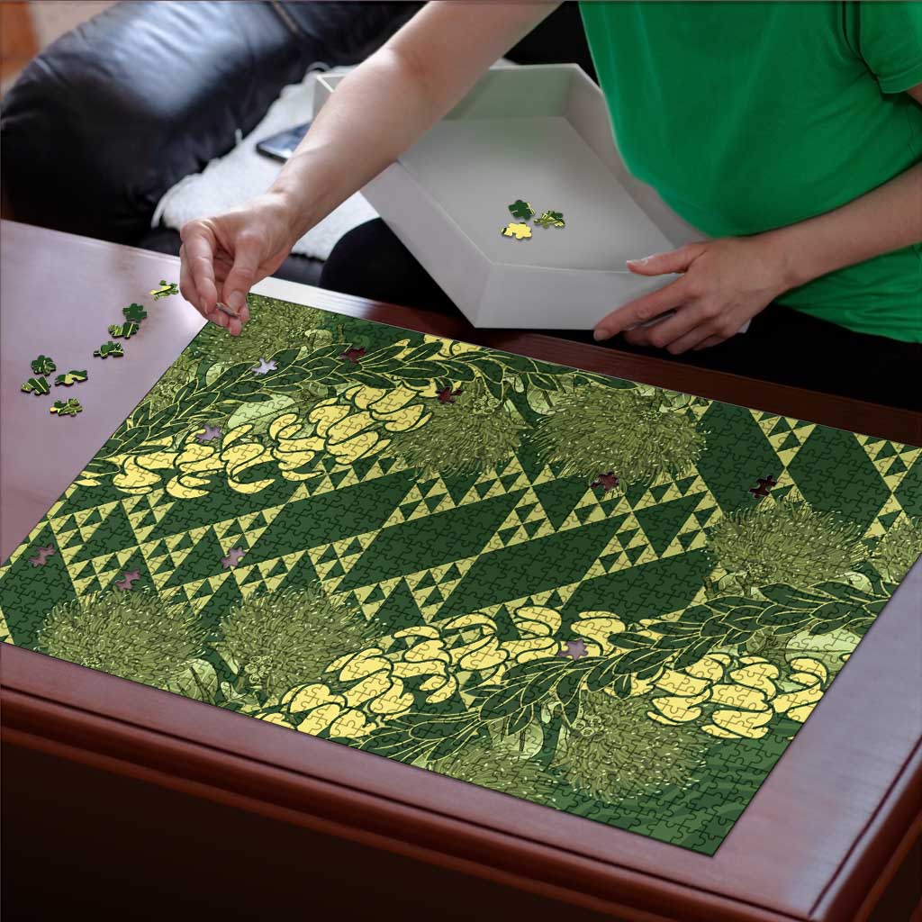 Green Aloha Hawaii Puzzle Hawaiian Kakau Ohia Lehua Lei - Polynesian Pride