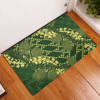 Green Aloha Hawaii Rubber Doormat Hawaiian Kakau Ohia Lehua Lei - Polynesian Pride