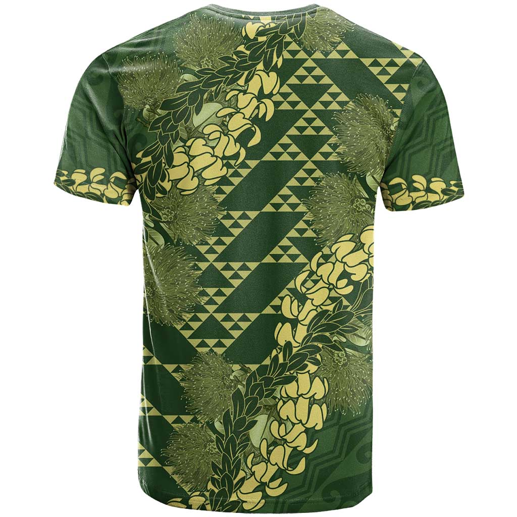 Green Aloha Hawaii T Shirt Hawaiian Kakau Ohia Lehua Lei - Polynesian Pride