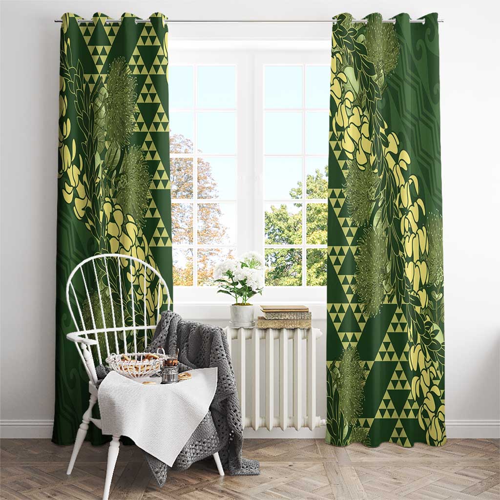 Green Aloha Hawaii Window Curtain Hawaiian Kakau Ohia Lehua Lei - Polynesian Pride
