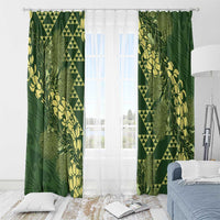 Green Aloha Hawaii Window Curtain Hawaiian Kakau Ohia Lehua Lei - Polynesian Pride