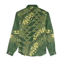 Green Aloha Hawaii Women Casual Shirt Hawaiian Kakau Ohia Lehua Lei - Polynesian Pride