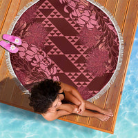 Maroon Aloha Hawaii Beach Blanket Hawaiian Kakau Ohia Lehua Lei - Polynesian Pride