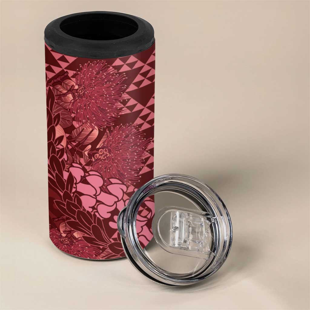 Maroon Aloha Hawaii 4 in 1 Can Cooler Tumbler Hawaiian Kakau Ohia Lehua Lei - Polynesian Pride