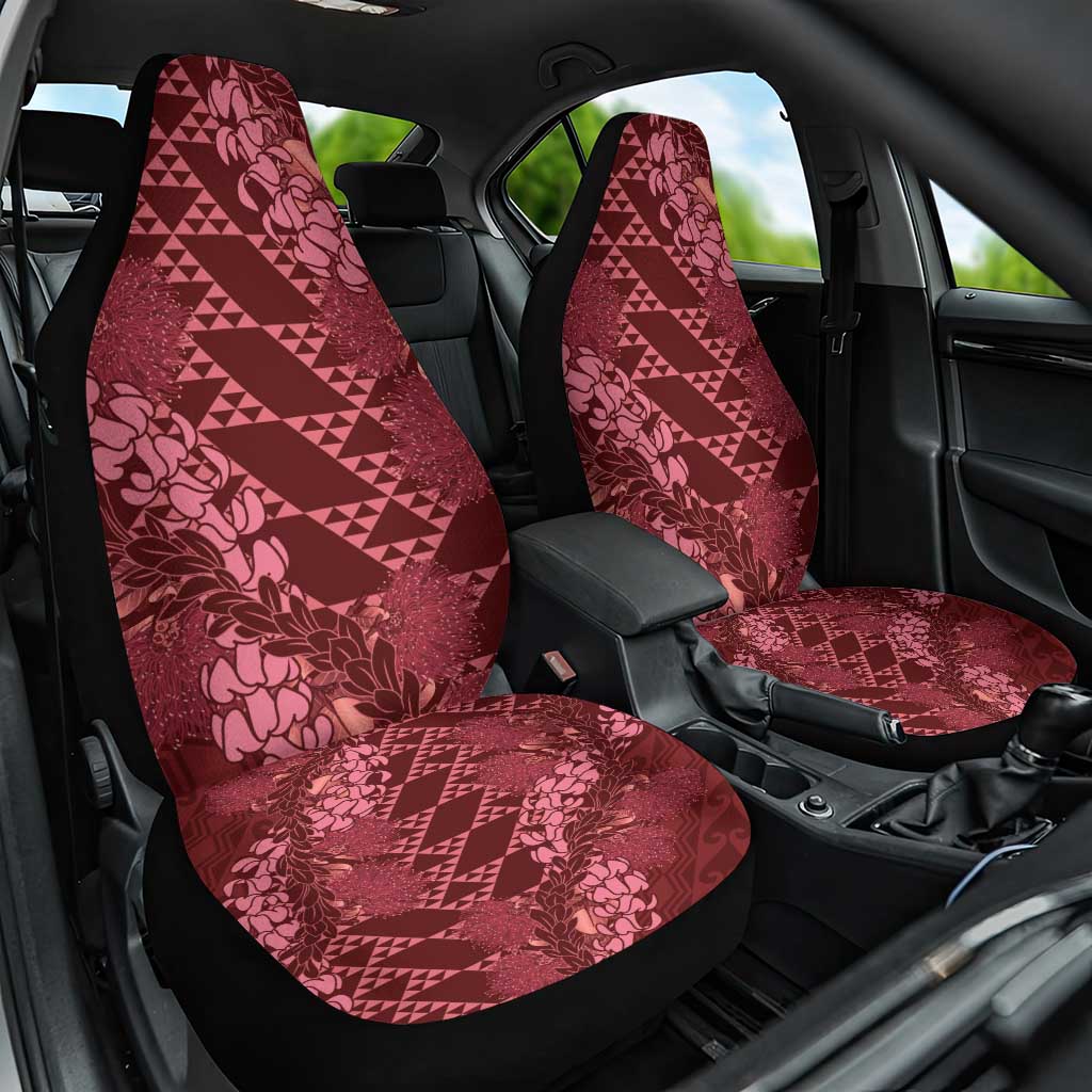 Maroon Aloha Hawaii Car Seat Cover Hawaiian Kakau Ohia Lehua Lei - Polynesian Pride