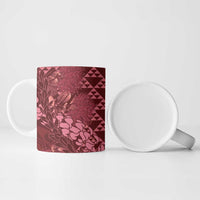 Maroon Aloha Hawaii Ceramic Mug Hawaiian Kakau Ohia Lehua Lei - Polynesian Pride