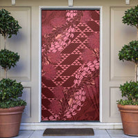 Maroon Aloha Hawaii Door Cover Hawaiian Kakau Ohia Lehua Lei - Polynesian Pride