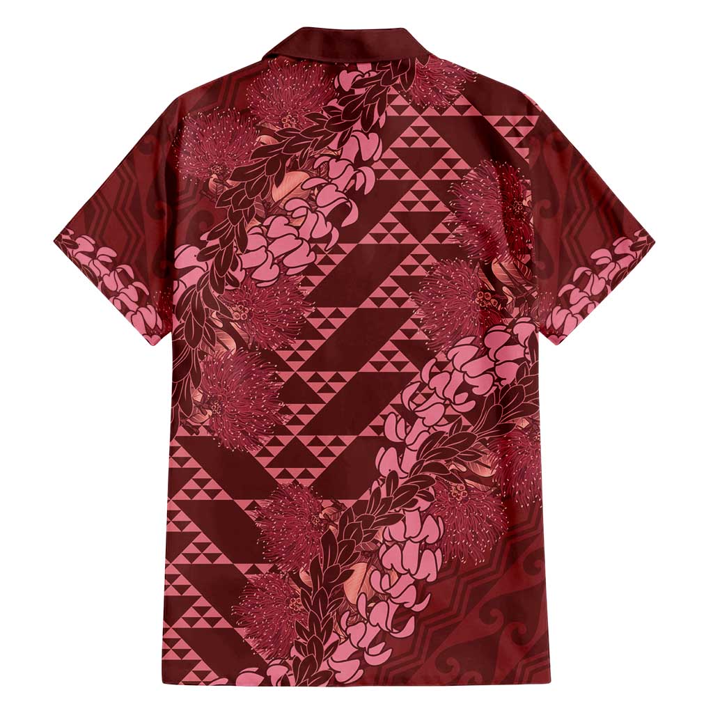 Maroon Aloha Hawaii Family Matching Long Sleeve Bodycon Dress and Hawaiian Shirt Hawaiian Kakau Ohia Lehua Lei LT14 - Polynesian Pride