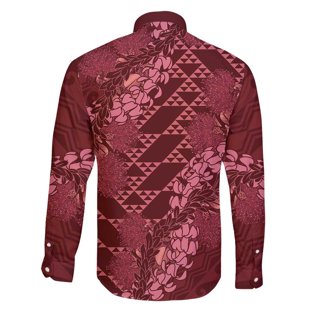 Maroon Aloha Hawaii Family Matching Mermaid Dress and Hawaiian Shirt Hawaiian Kakau Ohia Lehua Lei LT14 - Polynesian Pride