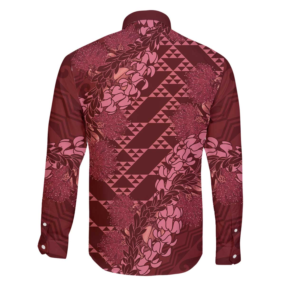 Maroon Aloha Hawaii Family Matching Off The Shoulder Long Sleeve Dress and Hawaiian Shirt Hawaiian Kakau Ohia Lehua Lei - Polynesian Pride