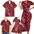 Maroon Aloha Hawaii Family Matching Short Sleeve Bodycon Dress and Hawaiian Shirt Hawaiian Kakau Ohia Lehua Lei - Polynesian Pride