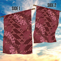 Maroon Aloha Hawaii Garden Flag Hawaiian Kakau Ohia Lehua Lei - Polynesian Pride