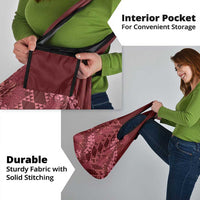 Maroon Aloha Hawaii Grocery Bag Hawaiian Kakau Ohia Lehua Lei - Polynesian Pride