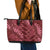 Maroon Aloha Hawaii Leather Tote Bag Hawaiian Kakau Ohia Lehua Lei - Polynesian Pride