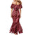 Maroon Aloha Hawaii Mermaid Dress Hawaiian Kakau Ohia Lehua Lei - Polynesian Pride