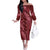 Maroon Aloha Hawaii Off The Shoulder Long Sleeve Dress Hawaiian Kakau Ohia Lehua Lei - Polynesian Pride